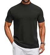 COOFANDY Mens Mock Turtleneck Shirts Short Sleeve Casual Basic T-Shirts Ribbed Solid Pullover Tops