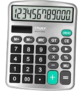 TRULY 12 Digits Desktop Calculator with Large LCD Display and Sensitive Button, Dual Solar Power ...