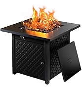 AMADA HOMEFURNISHING 28" Propane Fire Pit, CSA Certified, 60,000 BTU Auto-Ignition Gas Fire Pit T...