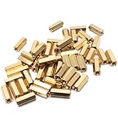 Xiaoyztan M3x12mm Female Thread Brass Hex Standoff Spacer Nut Hexagonal Pillar Screw, Pack of 50