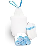 1.5 Gallon Trash Bags With Drawstring, 100 Pcs Trash Can Liners, Blue Strap Bathroom Garbage Bags...