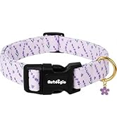 Astdogio Dog Collar for Small Dogs, Spring Purple Dog Collars with Flowers Pattern, Adjustable Co...