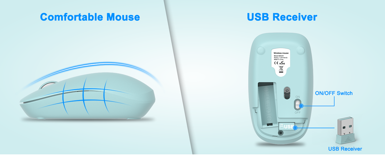 Wireless Keyboard and Mouse Combo Full Size Silent Ergonomic Keyboard Mouse Cordless Mouse Keyboard