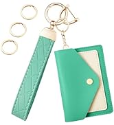 OHKYOOT Leather Wristlet Keychain,Wallet Keychain Car Key Chain with 3 Key Ring,Anti-Lost D Ring ...