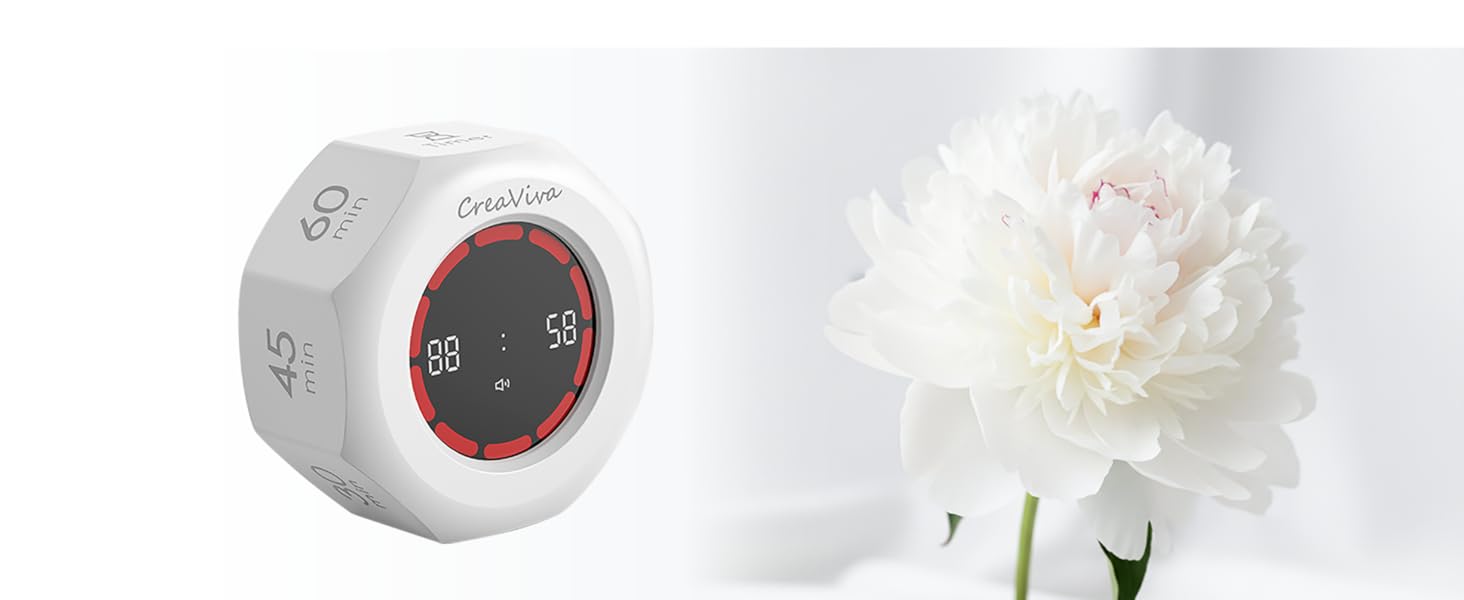 Creaviva digital visual cube timer floral white color