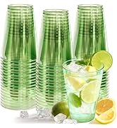 Glowserve 50 Pack Plastic Cups Disposable 12 oz Green Plastic Cups for Cold Drinks Party, Drinkin...