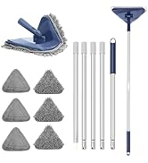 TRENNCHI Wall Cleaner Mop with 82" Handle, 360° Rotating Triangle Head and Microfiber Pads, Built...