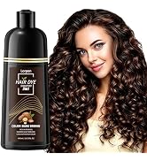 lorpon Dark Brown Hair Dye Shampoo – 3 in 1 Semi Permanent Hair Color for Gray Coverage, Natural ...