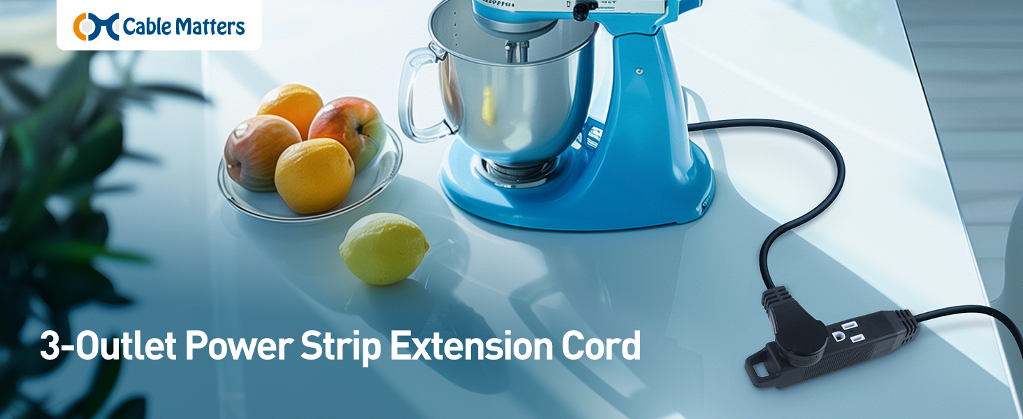 360° Rotating Flat Plug Short Extension Cord
