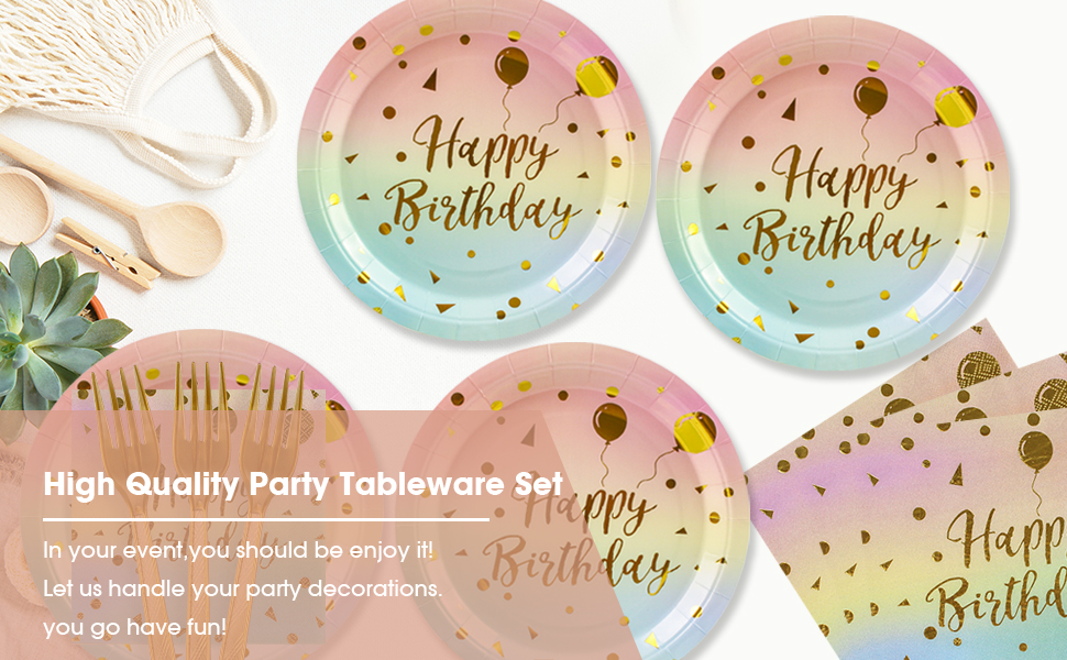happy birthday plates and napkins set