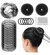 Teenitor Hair Net and Small Donut Bun Maker for Kids, 10 Pcs 30cm Invisible Hair Nets, 2 Pcs Hair...