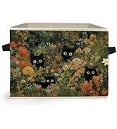 Ghoaoivo Wildflower Field Black Cat Storage Box Bins, Cat Lover Gifts, Floral Kitten Collapsible ...
