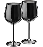 WOTOR Black Wine Glasses Set of 2, 18oz Stainless Steel Wine Glasses, Unbreakable & Portable Stem...