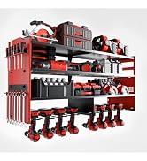 oviitech Large Power Tool Organizer Wall Mount, 8 Drill Holder Wall Mount Loads 400lbs, 4 Layer H...