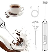 Handheld Milk Frother, rechargeable milk frother with 2 Stainless Steel Whisks 3 Speeds Electric ...