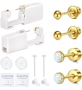 QWALIT Ear Piercing Kit Gold Ear Piercing Gun Kit Self Piercing Earrings Piercing Kit Disposable ...