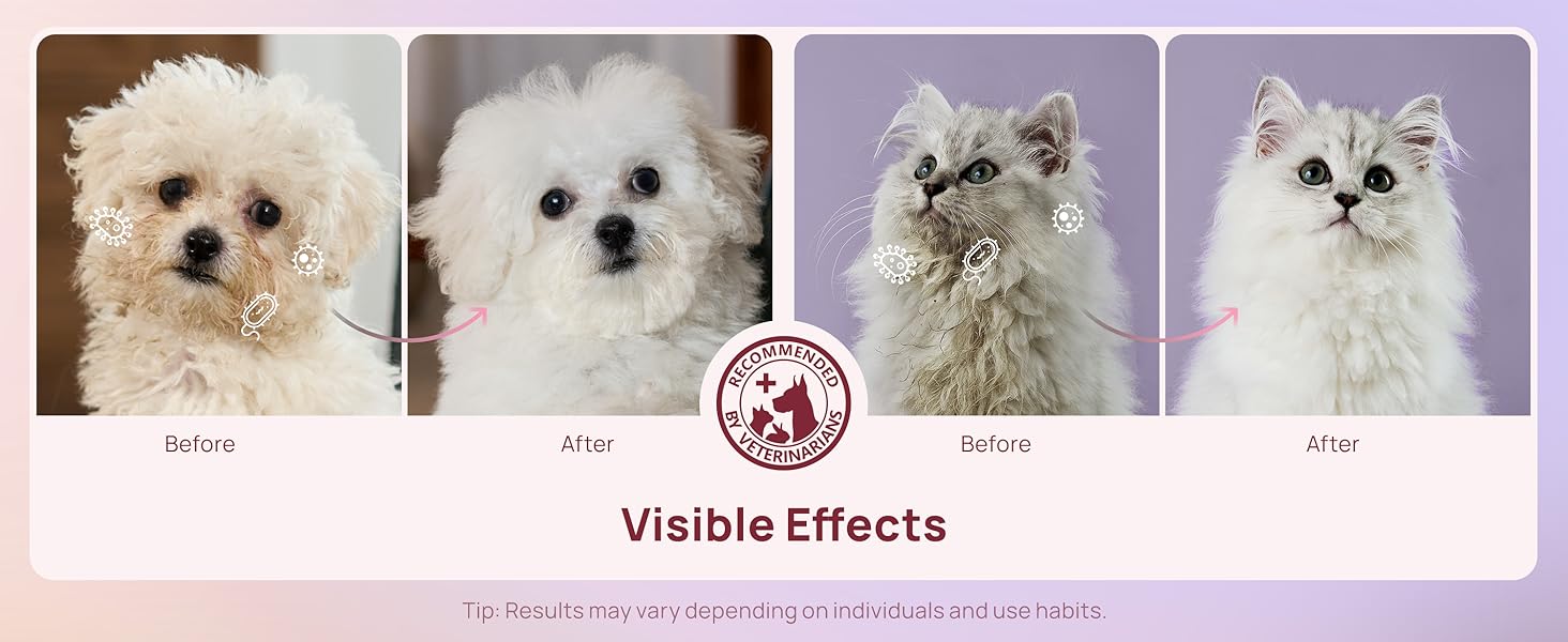 HICC Dog Grooming Wipes-Visible Effects