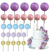 ASTARON 50 Pcs Ball Cake Topper Sticks Mini Balloons for Cake Decorating Supplies Foam Balls Cake...