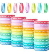 Motivational Wristbands Bulk for Students – Inspirational Silicone Bracelets – Stretch Affirmativ...