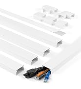 Yecaye 70.8in Cord Hider for 2-3 Wires on Wall, W0.94in H0.55in, White | TV Cord Covers, Medium W...
