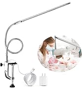 Brokimis Desk Light with Clamp, USB LED 8W Clip Nail Desk Lamp Eye Care Flexible GooseNeck 360° C...