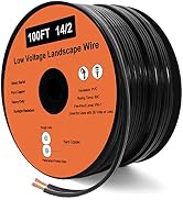 UBOORY 14/2 Low Voltage Landscape Wire, 14 Gauge Wire 2 Conductor 100 Feet, Low Voltage Wire, Out...