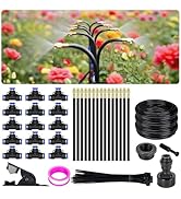 Drip Irrigation System for Garden - 360°Adjustable Garden Watering System 50FT with 15 Nozzles, D...