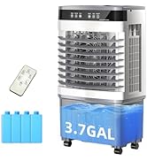 FLYMOON Portable Air Conditioner Cooling Fan with 12H Timer,3.7 Gal Water Tank, 1500~3000CFM Evap...