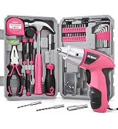 Hi-Spec 4V Electric Ladies Screwdriver Tool Kit Set. Cordless USB Rechargeable Screwdriver with H...