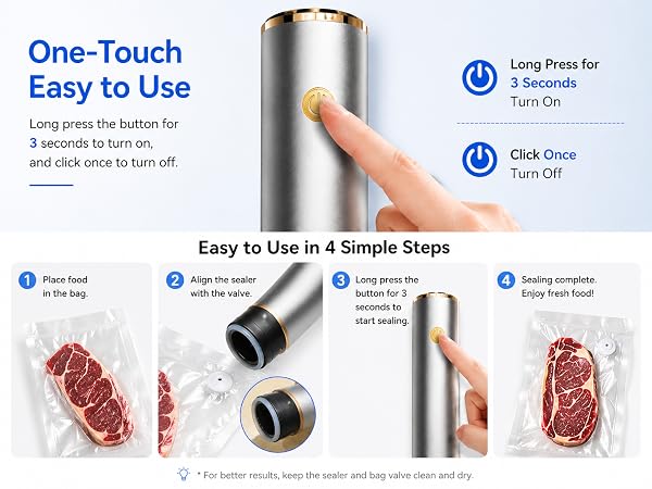insta seal handheld vacuum sealer One-TouchEasy to Use
