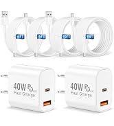 40W Dual Port Charger 2-Pack with 6FT & 10FT Cables for iPhone 17 Pro | Two 40W dual-port charger...