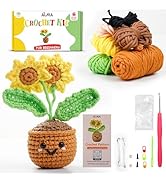 A-URA Learn to Crochet Kit for Beginners Kids and Adults, Premium Pattern Sunflower Beginner Croc...