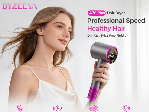 High-Speed Professional Hair Dryer with Diffuser, Ionic Blow Dryer, Fast Drying, Frizz-Free Finish.