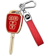 MILD EAST for Toyota Key Fob Cover with Metal Key Chain, Soft TPU Easy to Press Key Fob Shell Cas...