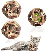 QUVOVID Cat Catnip Toys 3 Packs Catnip Ball Toys, Nature Silvervine Stick Cage Cat Bell Balls, Ca...