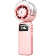 Portable Handheld Misting Fan Foldable, 6000mAh USB Rechargeable Personal Cooling Fan,5 Speed Min...
