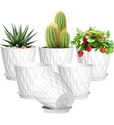 Meowell 5 inch Plant Pots for Indoor Outdoor Plants, 6 Pack Thick Nursery Pots with Drainage Hole...