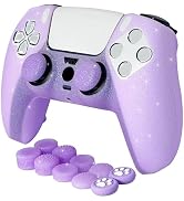 HLRAO Purple Glitter Anti-Slip Protective Silicone Cover Skin Compatible with PS5/Slim/Pro Contro...