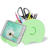 COOLOO Pencil Holder Cell Phone Stand, Cute Elephant Office Accessories Tablet Desk Bracket Compa...