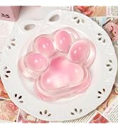 4.92 Inch Big Handmade Taba Cat Paw Squishy Toys, Pink Clear Cat Paw Squeeze Toy for Stress Relie...