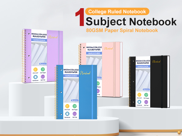 1 Subject College Ruled Spiral Notebook 8 x 10.5", 80GSM 150 Pages Notebook