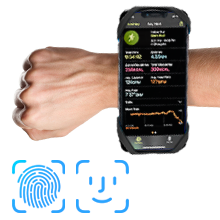 the fingerprint app on the wrist of a person
