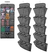 2Pcs Dual Sided Hanging Shoe Organizer 30 Large Pockets Double-Side Closet Storage Shelves with R...