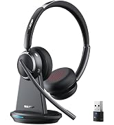 Wireless Headset with Mic for Work, Bluetooth 6.0 Headset with Microphone for PC, 65H AI Noise Ca...