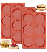 Ocmoiy 4 Inch Silicone Egg Molds for Baking/Jumbo Muffin Top Pans, 3 Pack Non-Stick Large Round M...