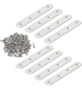 8 Pack 4 Inch White Stainless Steel Straight Mending Plates - Heavy Duty Rust-Resistant Repair Br...