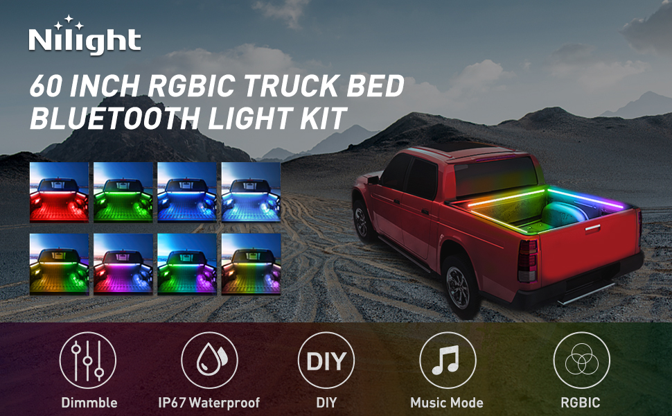 60inch RGBIC Truck Bed Light Strip Kit automotive Neon Accent lights for truck