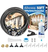 Pre-Assembled Misters for Outside Patio,Outdoor Misting Cooling System w Filter,50FT|15M.Backyard...
