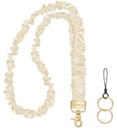 Hovmwey Scrunchie Teacher Lanyards for ID Badges Keys, Long Neck Key Lanyard Straps for Women Car...