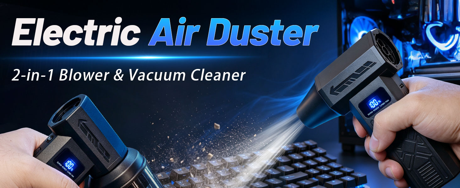 Compressed Air Duster-130000RPM Super Power Electric Air Duster, 4-Gear Adjustable Mini Blower